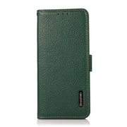 For Sony Xperia 10 III KHAZNEH Side-Magnetic Litchi Genuine Leather RFID Case(Green)