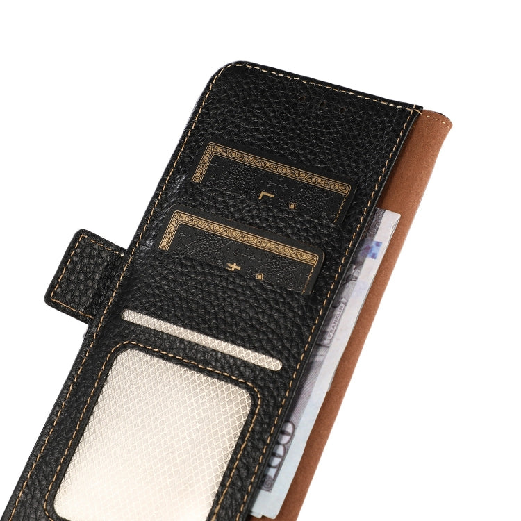 For Google Pixel 6 Pro KHAZNEH Side-Magnetic Litchi Genuine Leather RFID Case(Black)