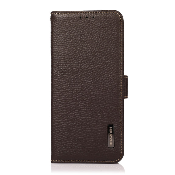 For Google Pixel 6 Pro KHAZNEH Side-Magnetic Litchi Genuine Leather RFID Case(Brown)