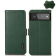 For Google Pixel 6 KHAZNEH Side-Magnetic Litchi Genuine Leather RFID Case(Green) - Google Cases by PMC TechLife | Online Shopping South Africa | PMC TechLife | Buy Now Pay Later Mobicred