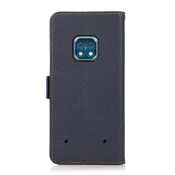 For Nokia XR20 KHAZNEH Side-Magnetic Litchi Genuine Leather RFID Phone Case(Blue)