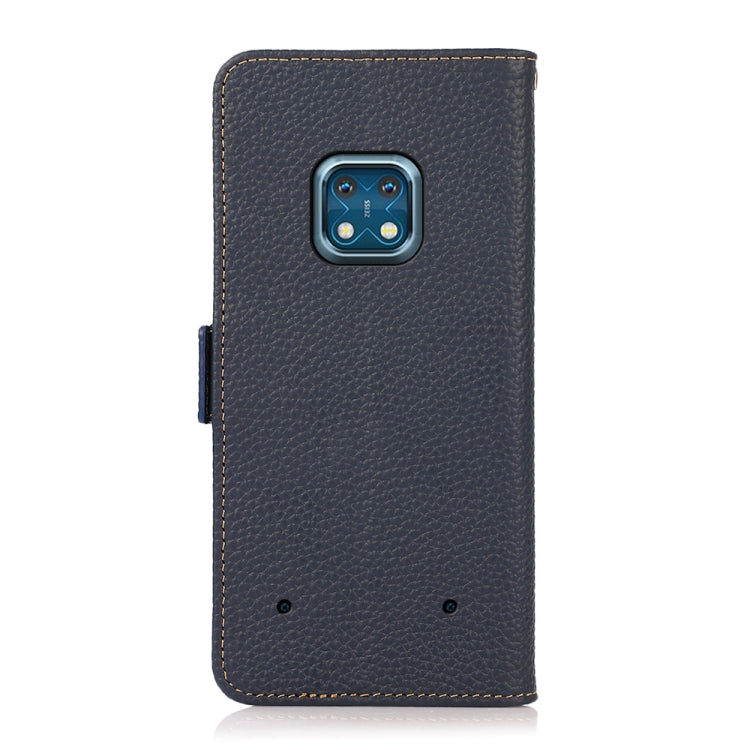 For Nokia XR20 KHAZNEH Side-Magnetic Litchi Genuine Leather RFID Phone Case(Blue)