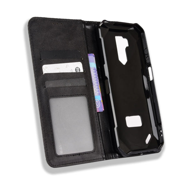 For Ulefone Armor X9 Magnetic Buckle Retro Texture Leather Case(Black)
