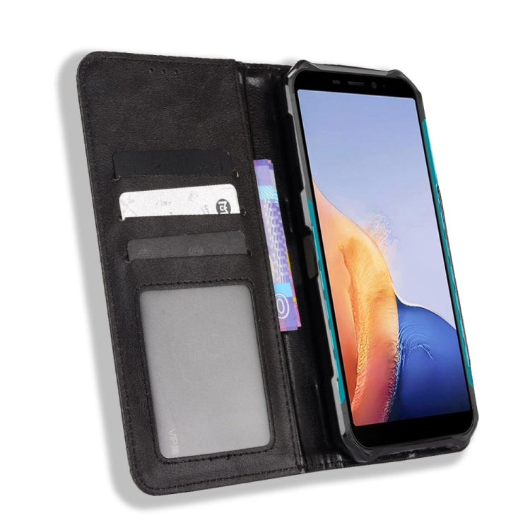 For Ulefone Armor X9 Magnetic Buckle Retro Texture Leather Case(Black)