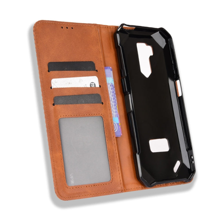 For Ulefone Armor X9 Magnetic Buckle Retro Texture Leather Case(Brown)