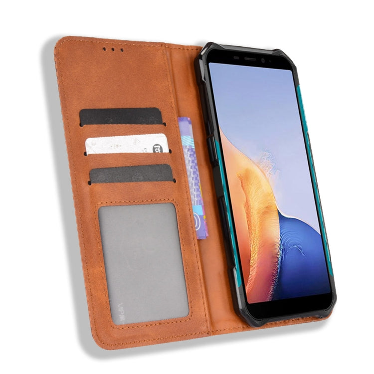 For Ulefone Armor X9 Magnetic Buckle Retro Texture Leather Case(Brown)