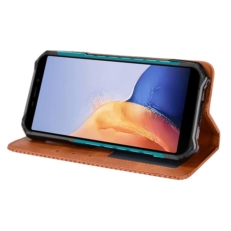 For Ulefone Armor X9 Magnetic Buckle Retro Texture Leather Case(Brown)