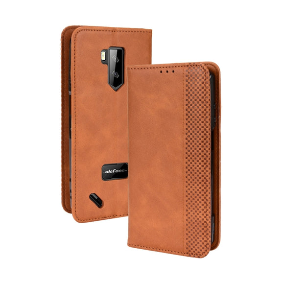 For Ulefone Armor X9 Magnetic Buckle Retro Texture Leather Case(Brown)