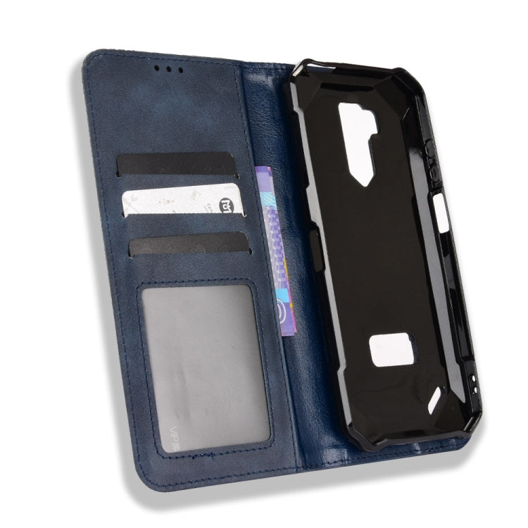 For Ulefone Armor X9 Magnetic Buckle Retro Texture Leather Case(Blue)