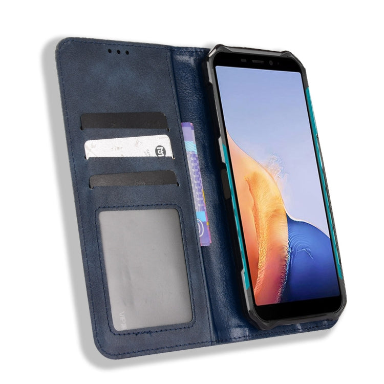 For Ulefone Armor X9 Magnetic Buckle Retro Texture Leather Case(Blue)
