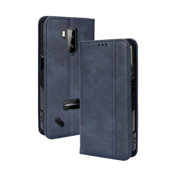 For Ulefone Armor X9 Magnetic Buckle Retro Texture Leather Case(Blue)