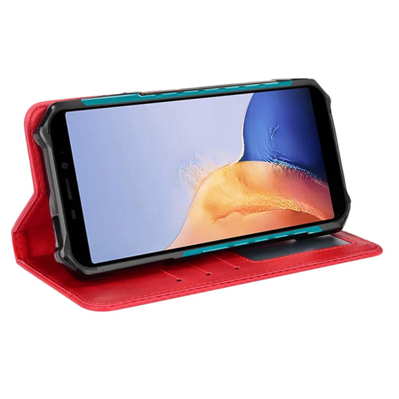 For Ulefone Armor X9 Magnetic Buckle Retro Texture Leather Case(Red)