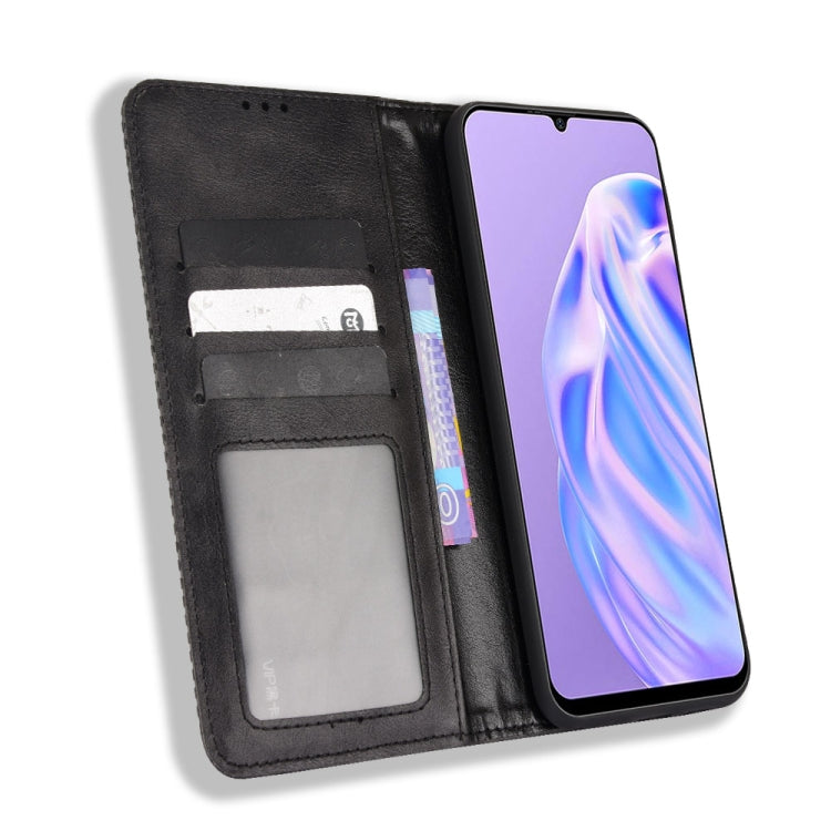 For Ulefone Note 6 / Note 6P Magnetic Buckle Retro Texture Leather Case(Black)