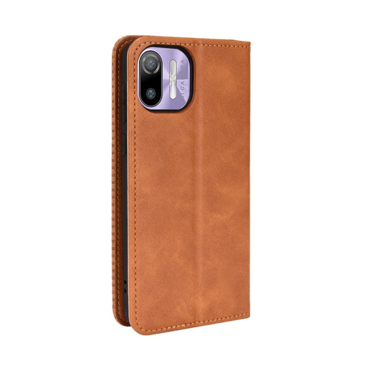 For Ulefone Note 6 / Note 6P Magnetic Buckle Retro Texture Leather Case(Brown)