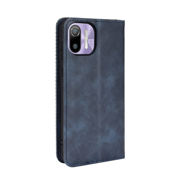 For Ulefone Note 6 / Note 6P Magnetic Buckle Retro Texture Leather Case(Blue)