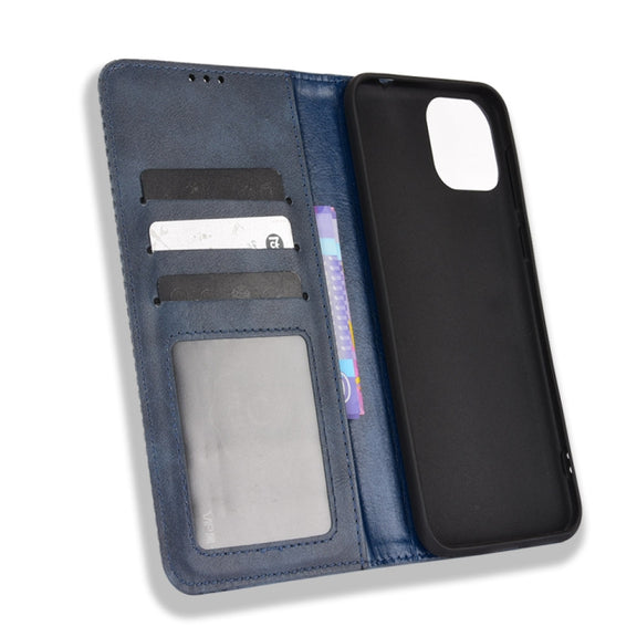 For Ulefone Note 6 / Note 6P Magnetic Buckle Retro Texture Leather Case(Blue)