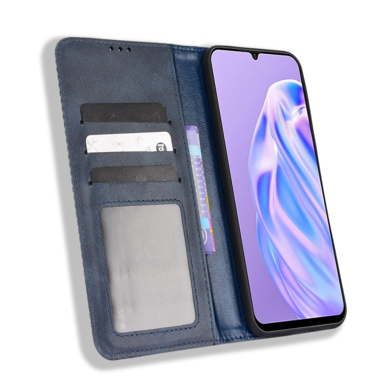 For Ulefone Note 6 / Note 6P Magnetic Buckle Retro Texture Leather Case(Blue)