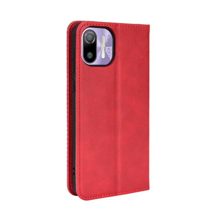 For Ulefone Note 6 / Note 6P Magnetic Buckle Retro Texture Leather Case(Red)