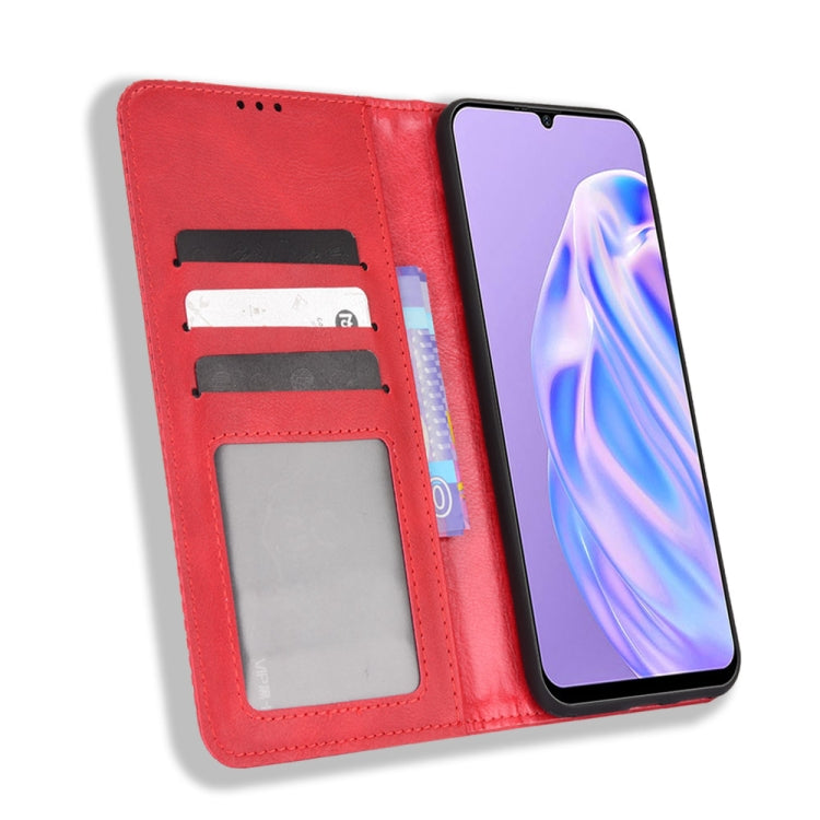 For Ulefone Note 6 / Note 6P Magnetic Buckle Retro Texture Leather Case(Red)