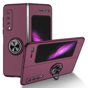 For Samsung Galaxy Fold Armor Ring Holder Phone Case(Wine Red)