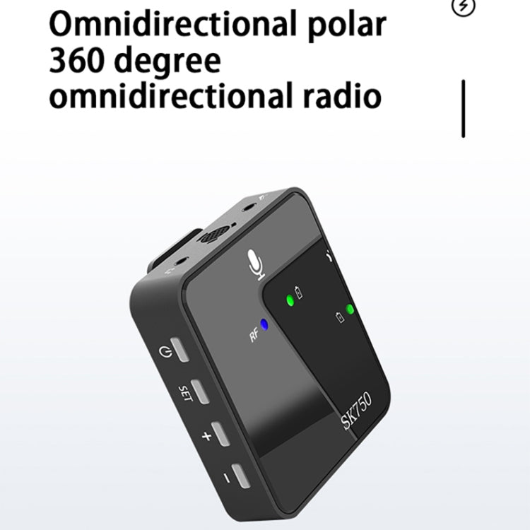 SK750 Type-C Charging One for One Wireless Lavalier Mini Microphone(Black)