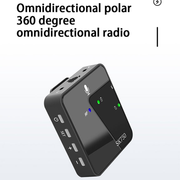 SK750 Type-C Charging One for One Wireless Lavalier Mini Microphone(Black)