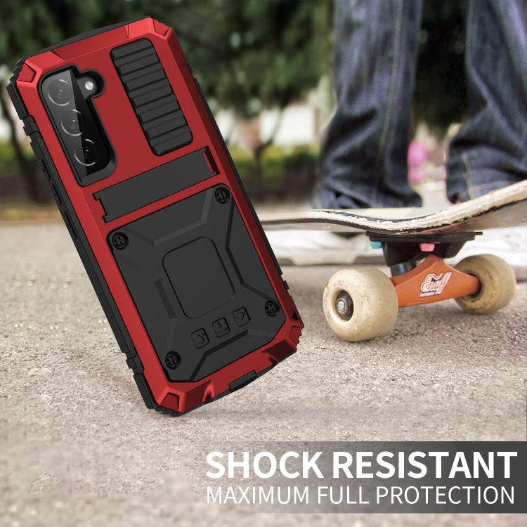For Samsung Galaxy S22 5G R-JUST Metal + Silicone Holder Phone Case(Red)