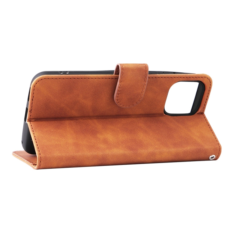 For Ulefone Note 6 Skin Feel Magnetic Flip Leather Phone Case(Brown)