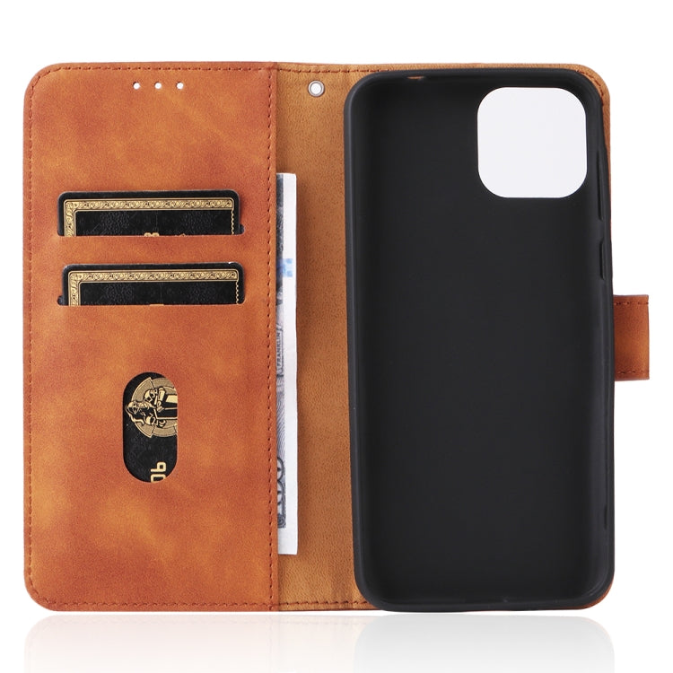 For Ulefone Note 6 Skin Feel Magnetic Flip Leather Phone Case(Brown)