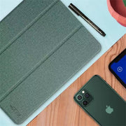 For iPad Pro 10.5 Mutural Exquisite Series Cloth Texture PU+TPU Leather Case with 3-Fold Holder & Pen Slot & Sleep & Wake-up Function(Green)