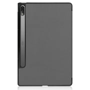 For Lenovo Tab P12 Pro 12.6 Three-folding Holder Custer Texture Leather Tablet Case(Grey)