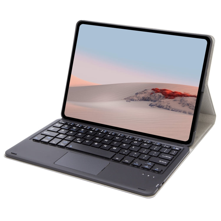 SFGO-A Tree Texture Bluetooth Keyboard Leather Case with Touchpad For Microsoft Surface Go 4 / 3 / 2 / 1(Black + Black)