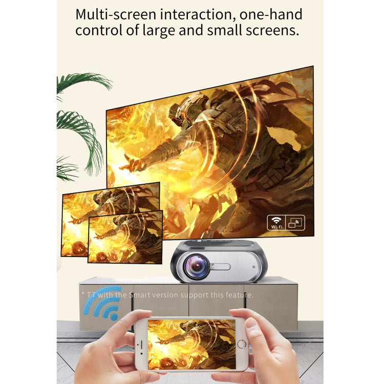 T7i 720P 200 ANSI Home Theater LED HD Digital Projector, Same Screen Version, UK Plug(Silver Grey)