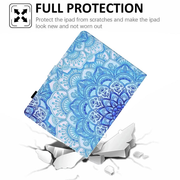 For 10 inch Tablet Electric Pressed TPU Leather Tablet Case(Green Flower)