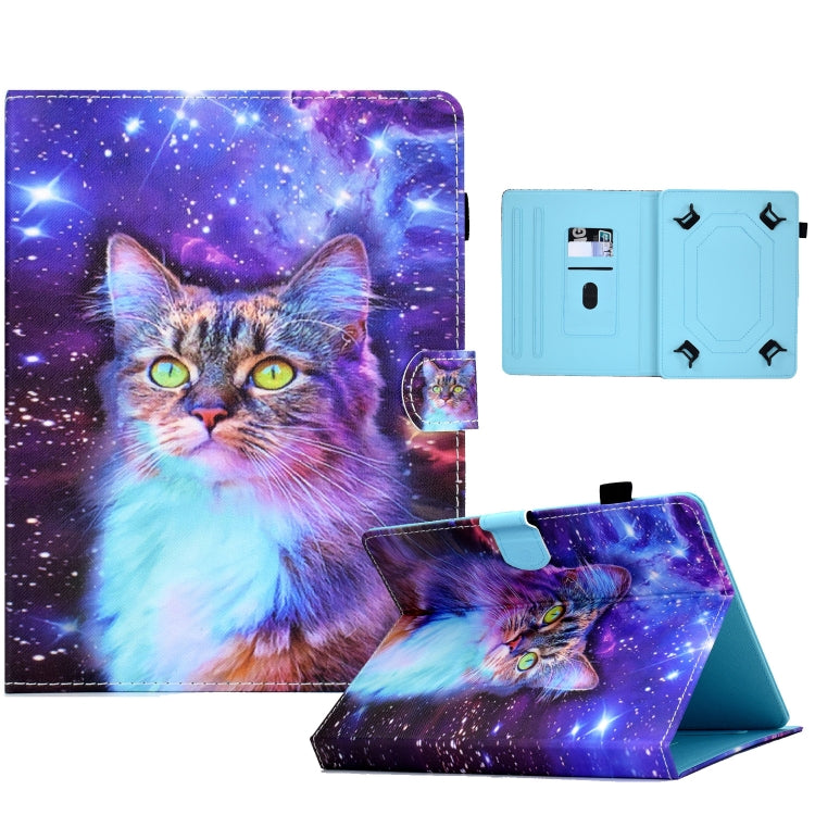 For 10 inch Tablet Electric Pressed TPU Leather Tablet Case(Star Cat)
