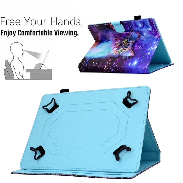 For 10 inch Tablet Electric Pressed TPU Leather Tablet Case(Star Cat)