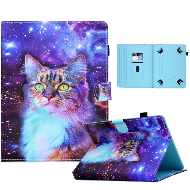 For 10 inch Tablet Electric Pressed TPU Leather Tablet Case(Star Cat)