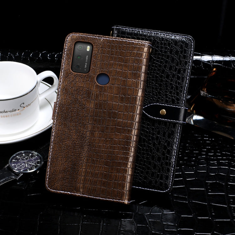 For TCL 20Y idewei Crocodile Texture Horizontal Flip Leather Phone Case(Black)