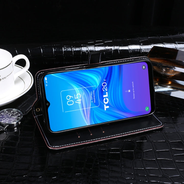 For TCL 20Y idewei Crocodile Texture Horizontal Flip Leather Phone Case(Black)