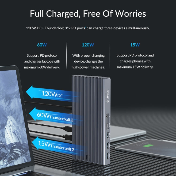 ORICO TB3-S2 Thunderbolt 3 M.2 Dual-bay Docking Station(Grey)