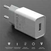 IVON AD-33 2 in 1 2.1A Single USB Port Travel Charger + 1m USB to Micro USB Data Cable Set, US Plug(White)