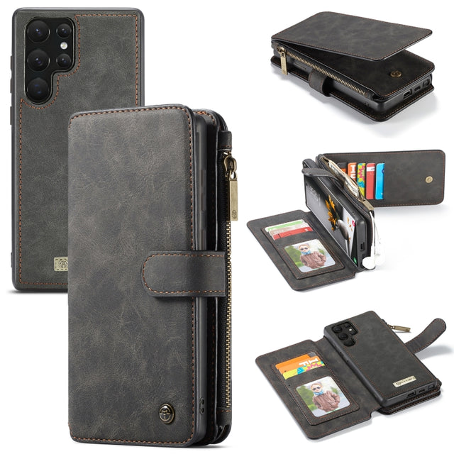 For Samsung Galaxy S22 Ultra 5G CaseMe-007 Detachable Multifunctional Leather Phone Case(Black)