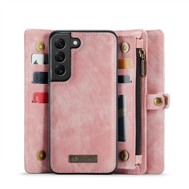For Samsung Galaxy S22 5G CaseMe-008 Detachable Multifunctional Horizontal Flip Leather Case (Pink)