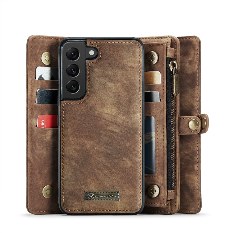 For Samsung Galaxy S22+ 5G CaseMe-008 Detachable Multifunctional Horizontal Flip Leather Case(Brown)