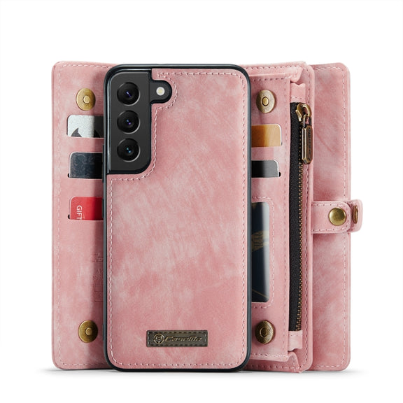For Samsung Galaxy S22+ 5G CaseMe-008 Detachable Multifunctional Horizontal Flip Leather Case (Pink)