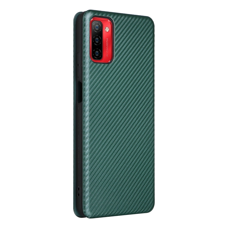 For Ulefone Note 12P Carbon Fiber Texture Horizontal Flip PU Phone Case(Green)