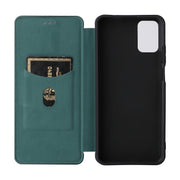 For Ulefone Note 12P Carbon Fiber Texture Horizontal Flip PU Phone Case(Green)