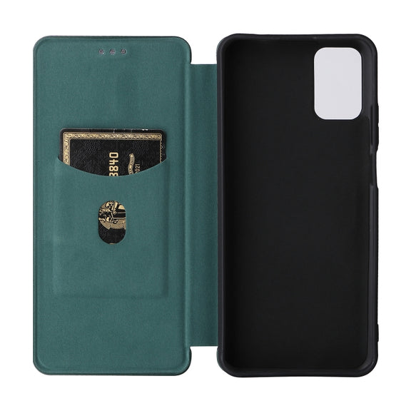 For Ulefone Note 12P Carbon Fiber Texture Horizontal Flip PU Phone Case(Green)
