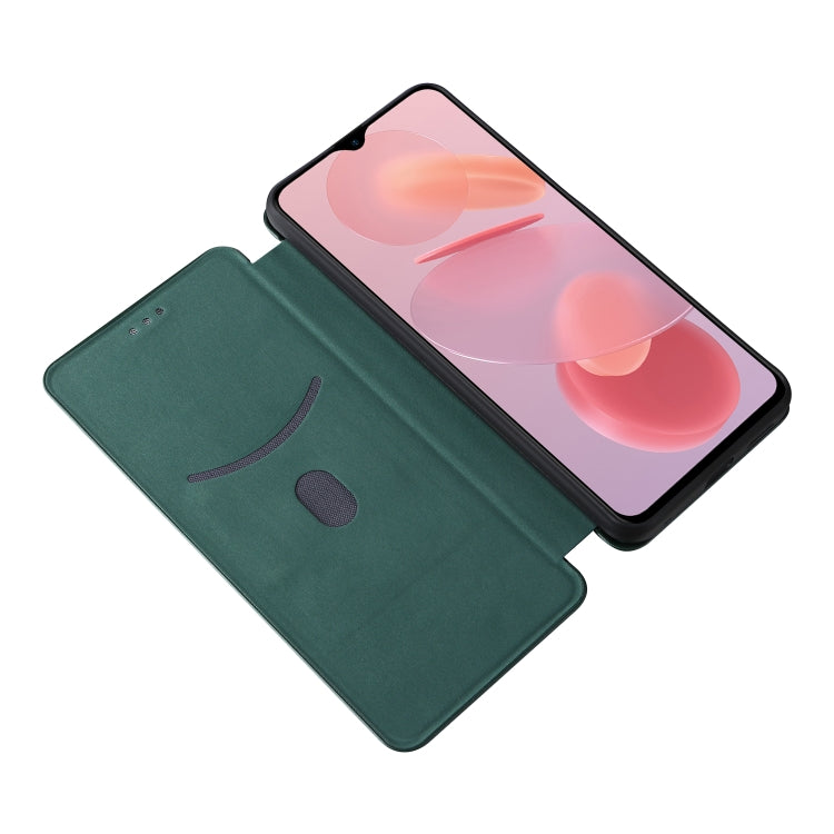 For Ulefone Note 12P Carbon Fiber Texture Horizontal Flip PU Phone Case(Green)