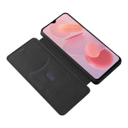 For Ulefone Note 12P Carbon Fiber Texture Horizontal Flip PU Phone Case(Black)